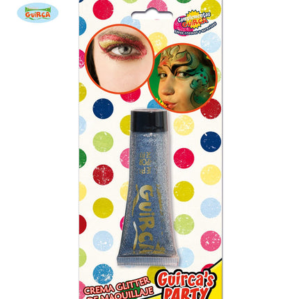 Feestbazaar Glitter make up tube zilver creme