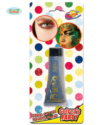 Feestbazaar Glitter make up tube zilver creme