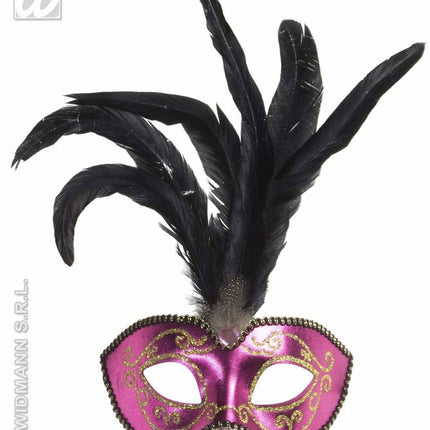 Feestbazaar Glitter oogmasker met stenen roze