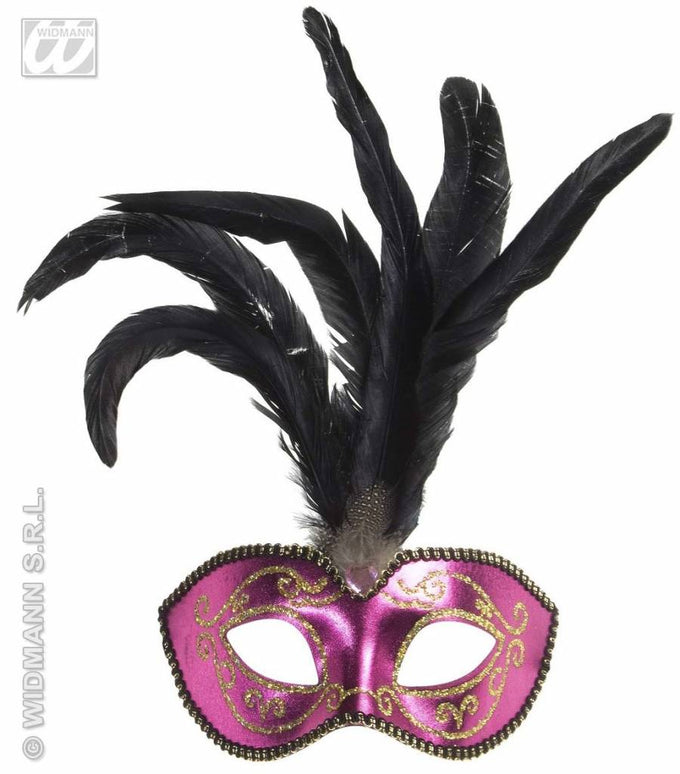 Feestbazaar Glitter oogmasker met stenen roze