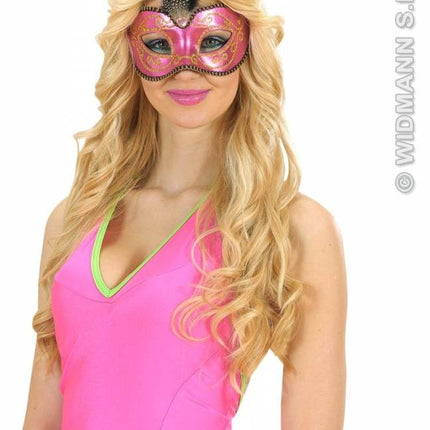 Feestbazaar Glitter oogmasker met stenen roze
