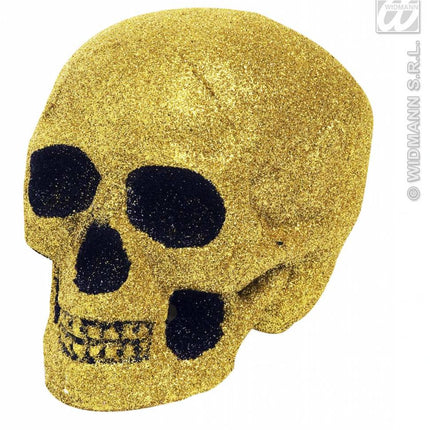 Feestbazaar Glitter schedel goud 19cm