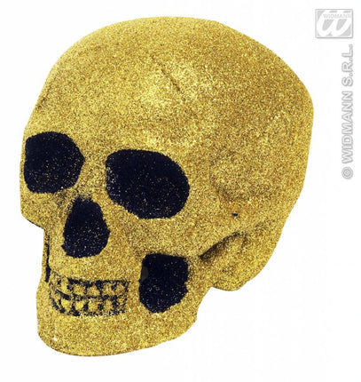 Feestbazaar Glitter schedel goud 19cm