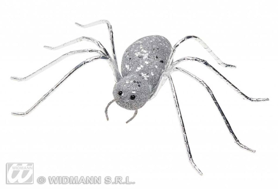 Feestbazaar Glitter spin zilver 14,5cm