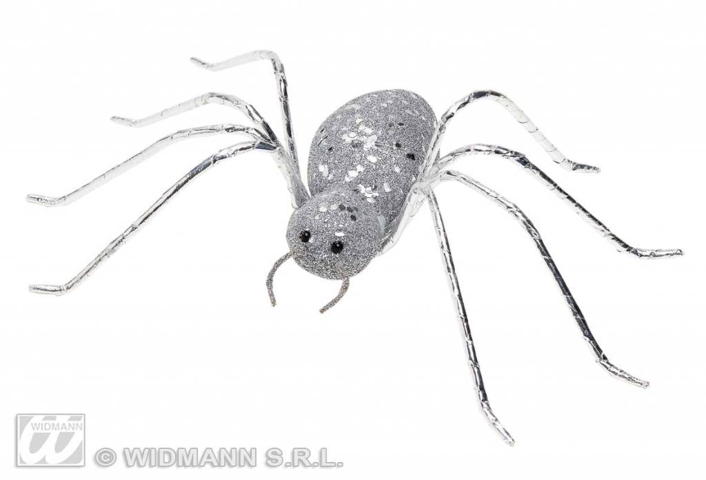 Feestbazaar Glitter spin zilver 14,5cm