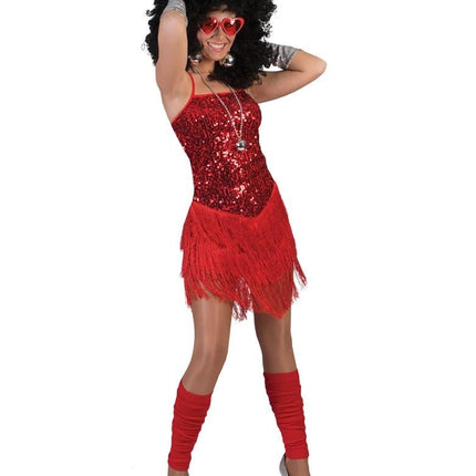 Feestbazaar Glitter Toppers jurkje met franjes rood