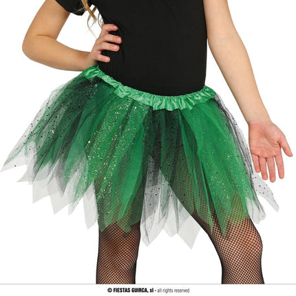 Feestbazaar Glitter Tutu Groen/Zwart Kind