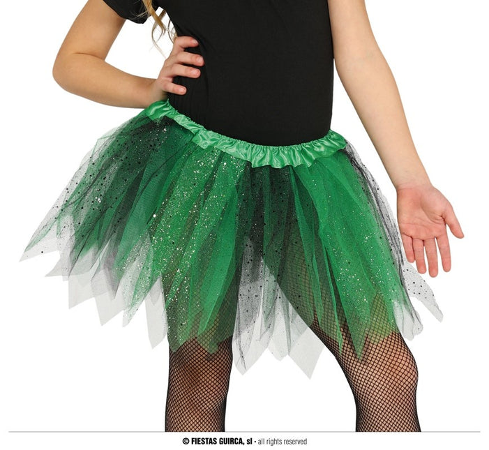 Feestbazaar Glitter Tutu Groen/Zwart Kind