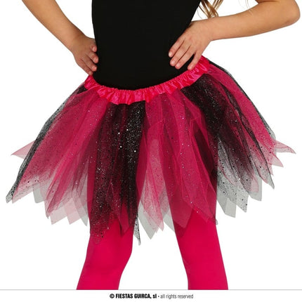Feestbazaar Glitter Tutu Roze/Zwart Kind