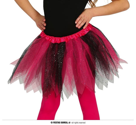 Feestbazaar Glitter Tutu Roze/Zwart Kind
