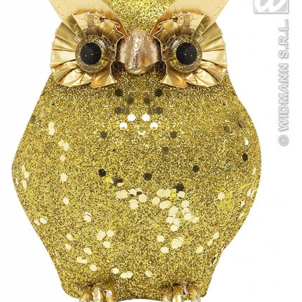Feestbazaar Glitter uil goud 10,5cm