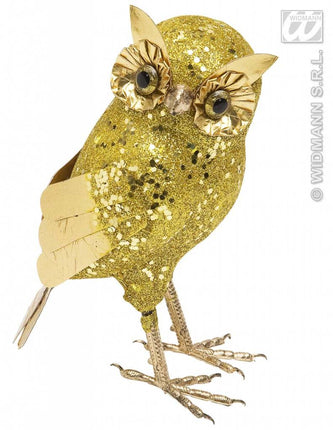 Feestbazaar Glitter uil goud 18,5