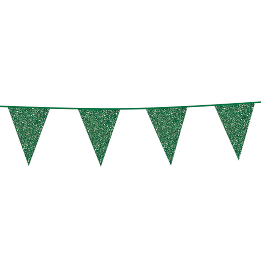 Feestbazaar Glitter vlaggenlijn Groen (6m)