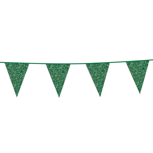 Feestbazaar Glitter vlaggenlijn Groen (6m)
