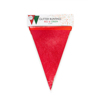 Feestbazaar Glitter Vlaggenlijn Rood/Groen (6m)