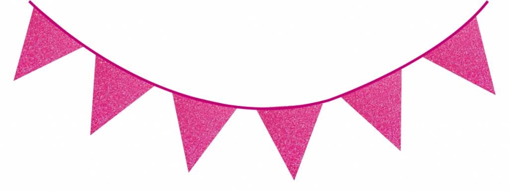 Feestbazaar Glitterslinger fuchsia 6 meter