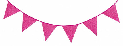 Feestbazaar Glitterslinger fuchsia 6 meter