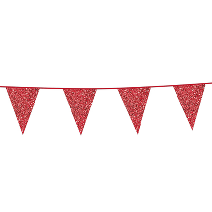 Feestbazaar Glitterslinger Rood (6m)