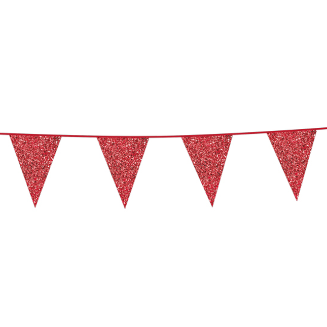 Feestbazaar Glitterslinger Rood (6m)