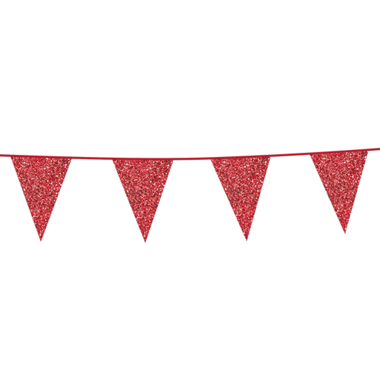 Feestbazaar Glitterslinger Rood (6m)