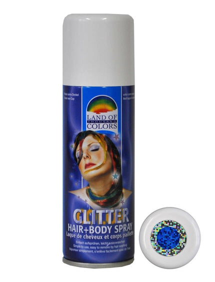Feestbazaar Glitterspray Blauw voor lichaam & haar (125ml)
