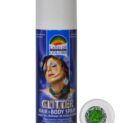 Feestbazaar Glitterspray Groen voor lichaam & haar (125ml)