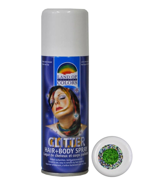 Feestbazaar Glitterspray Groen voor lichaam & haar (125ml)