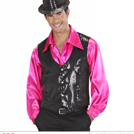 Feestbazaar Glittervest pailletten zwart man