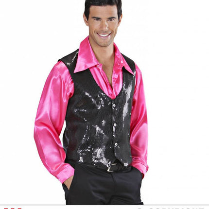 Feestbazaar Glittervest pailletten zwart man
