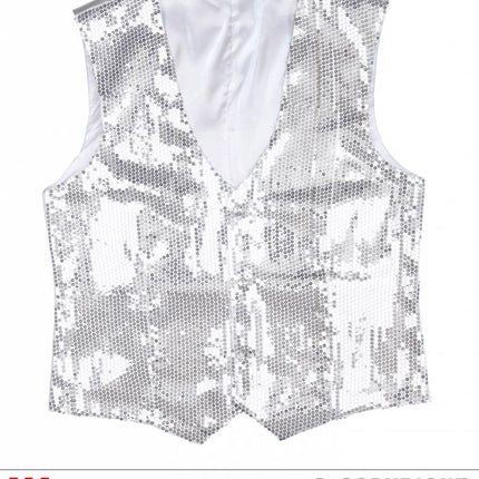 Feestbazaar Glittervest zilver man