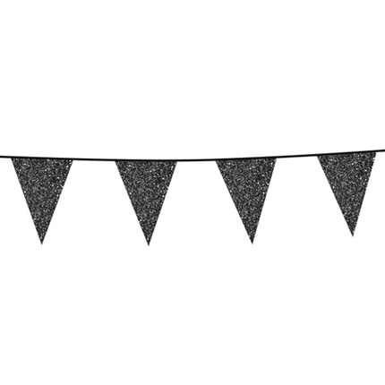 Feestbazaar Glittervlaggenlijn Zwart (6m)