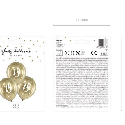 Feestbazaar Glossy Ballonnen 18 goud (6st)