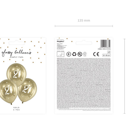 Feestbazaar Glossy Ballonnen 21 goud (6st)