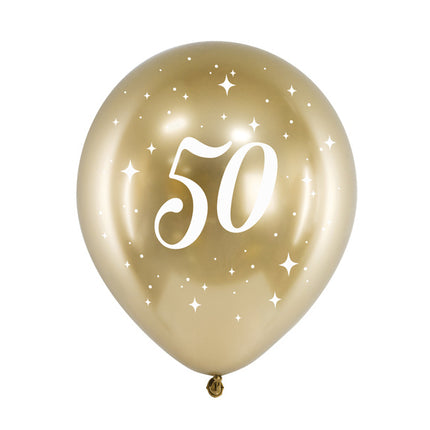 Feestbazaar Glossy Ballonnen 50 goud (30cm, 6st)