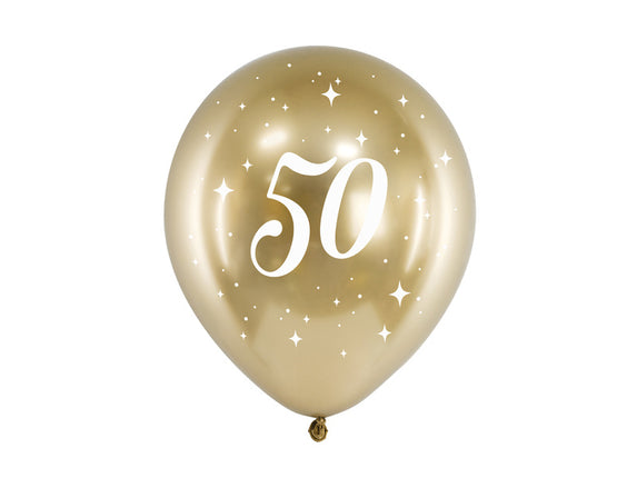 Feestbazaar Glossy Ballonnen 50 goud (30cm, 6st)