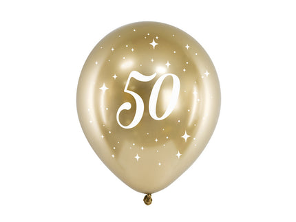 Feestbazaar Glossy Ballonnen 50 goud (30cm, 6st)