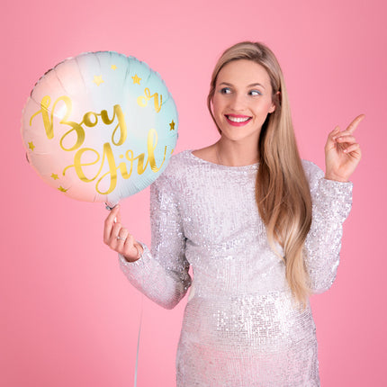 Feestbazaar Glossy Folieballon Boy or Girl 35cm