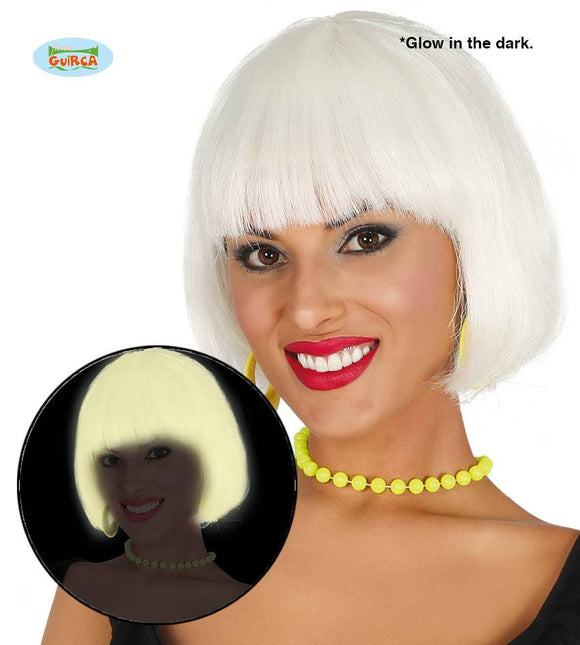Feestbazaar Glow in Dark Bobline pruik