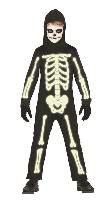 Feestbazaar Glow in the dark skeletten pak kind