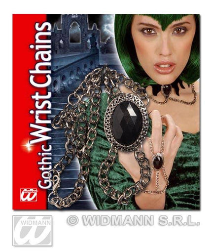 Feestbazaar Gothic polsketting met zwart gem medaillon