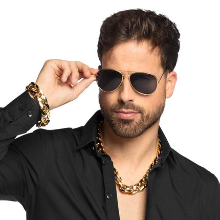 Feestbazaar Gouden Accessoireset Foute Party 3-Delig