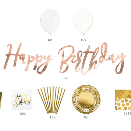 Feestbazaar Gouden Decoratieset Verjaardag