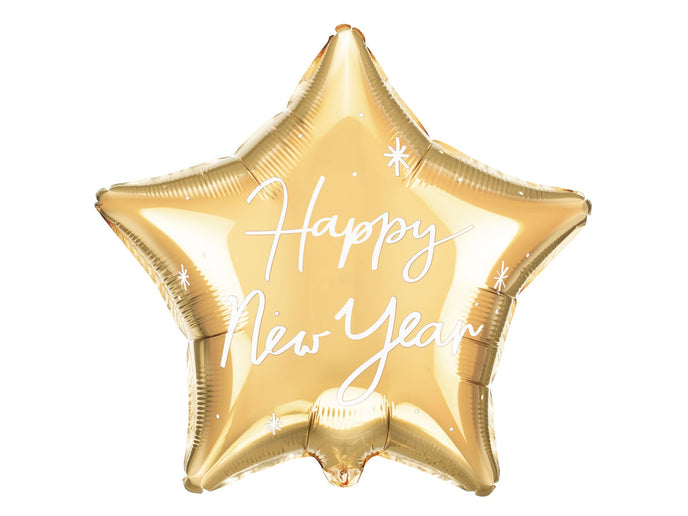 Feestbazaar Gouden Folie Ballon Ster Happy New Year (45cm)