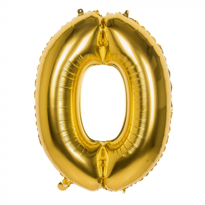 Feestbazaar Gouden Folieballon Cijfer 0 - 86 cm