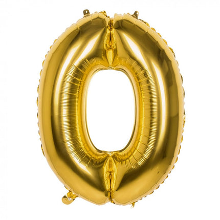 Feestbazaar Gouden Folieballon Cijfer 0 - 86 cm
