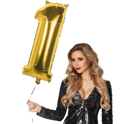 Feestbazaar Gouden Folieballon Cijfer 1 - 86 cm