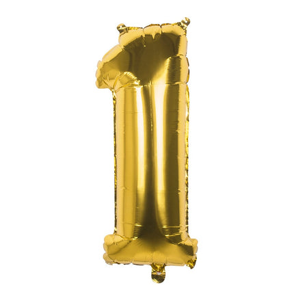Feestbazaar Gouden Folieballon Cijfer 1 - 86 cm