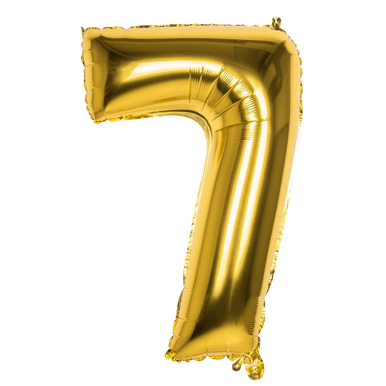Feestbazaar Gouden Folieballon Cijfer 7 - 86 cm