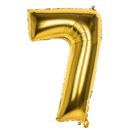 Feestbazaar Gouden Folieballon Cijfer 7 - 86 cm