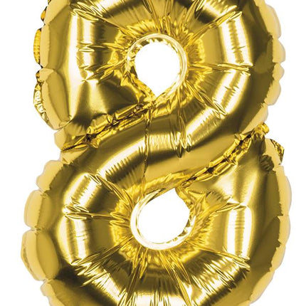 Feestbazaar Gouden folieballon cijfer '8' 36cm
